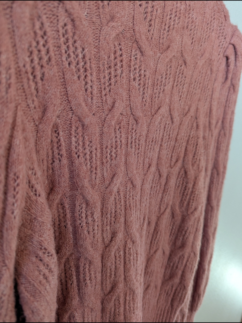 Express Dusty Rose Cable Knit Puff Sleeve Sweater - Picture 2 of 2
